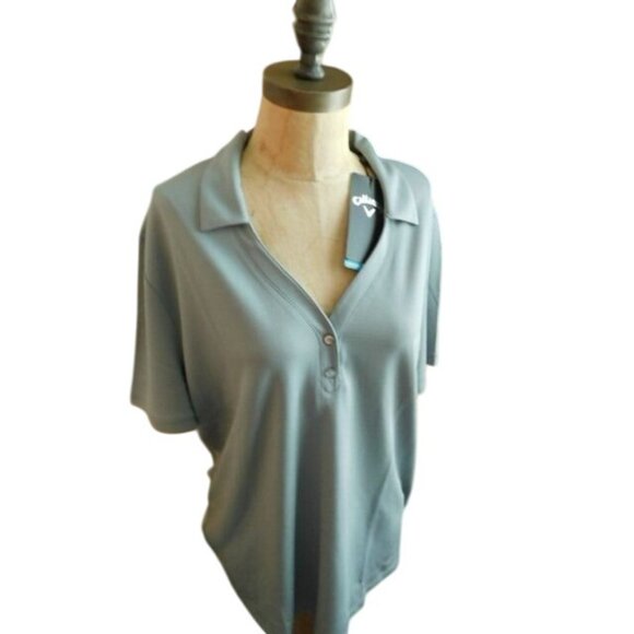 Callaway Size XL Ladies Gray Opti Dri Golf Shirt NWT UPF 50 - Picture 1 of 4